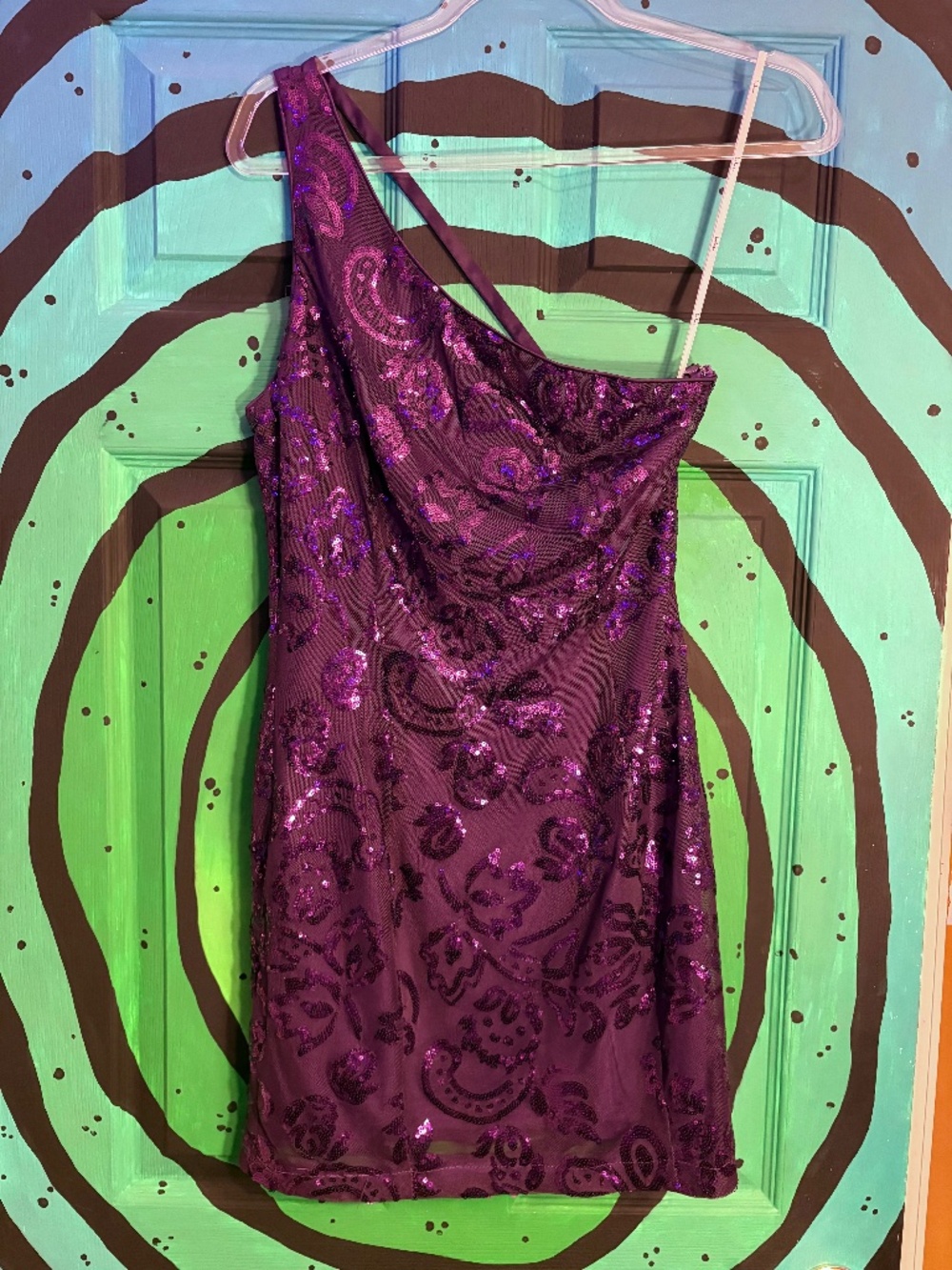 LULUS purple sequin one shoulder dress